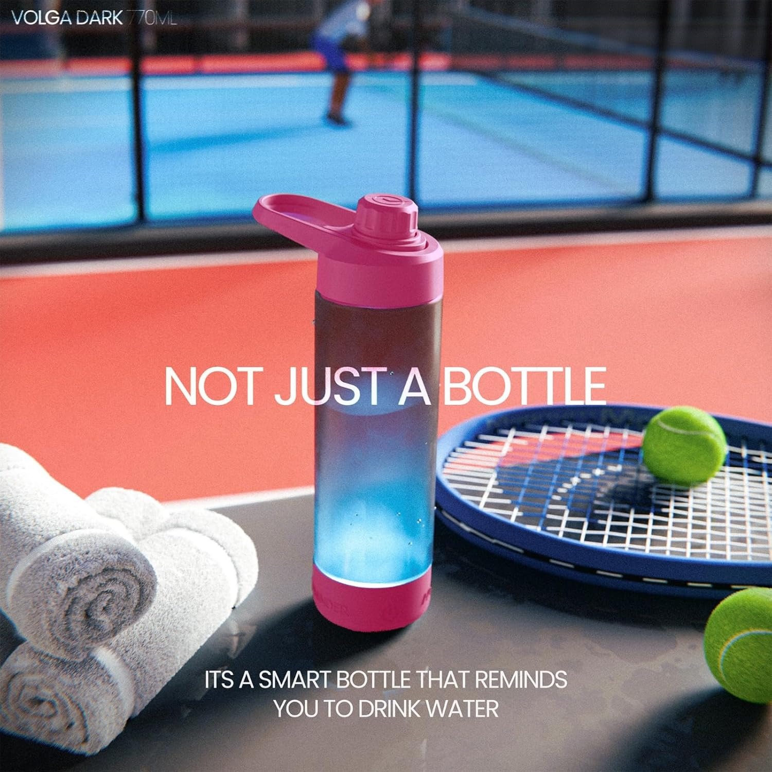 Aquaminder Smart Water Bottle Glows & Beeps to Remind You to Drink More 770 ml Chug Cap Bottle For Adults and Kids Perfect For Gift, Travel, Gym, Yoga, Black, Silicone - Image 4